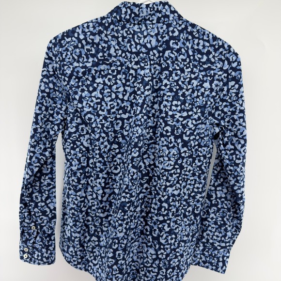 NEW Talbots Petite Womens Blue Leopard Print Button Up Long Sleeve Shirt P - Picture 6 of 6